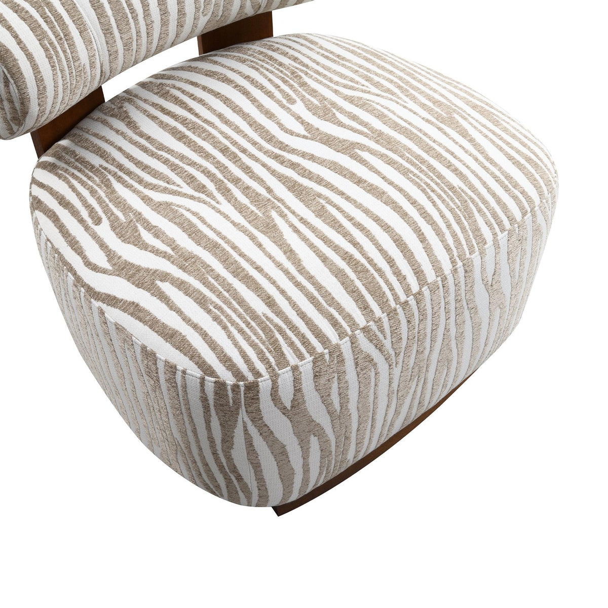 30 Inch Chenille Zebra-Stripe Accent Chair with Cylindrical Backrest