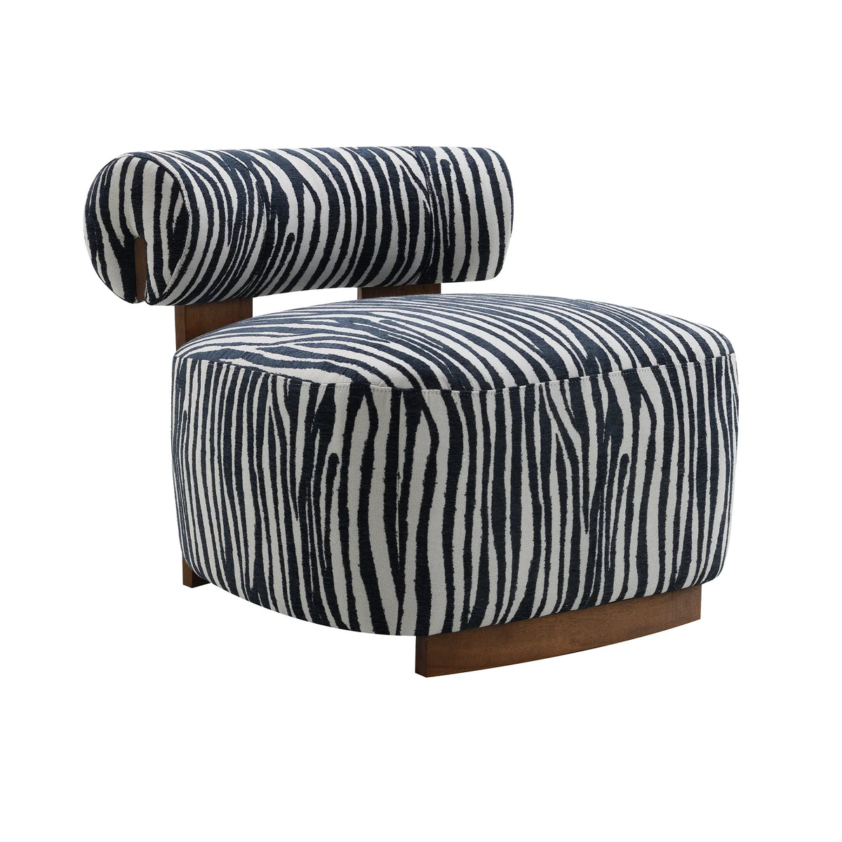 30 Inch Chenille Zebra-Stripe Accent Chair with Cylindrical Backrest
