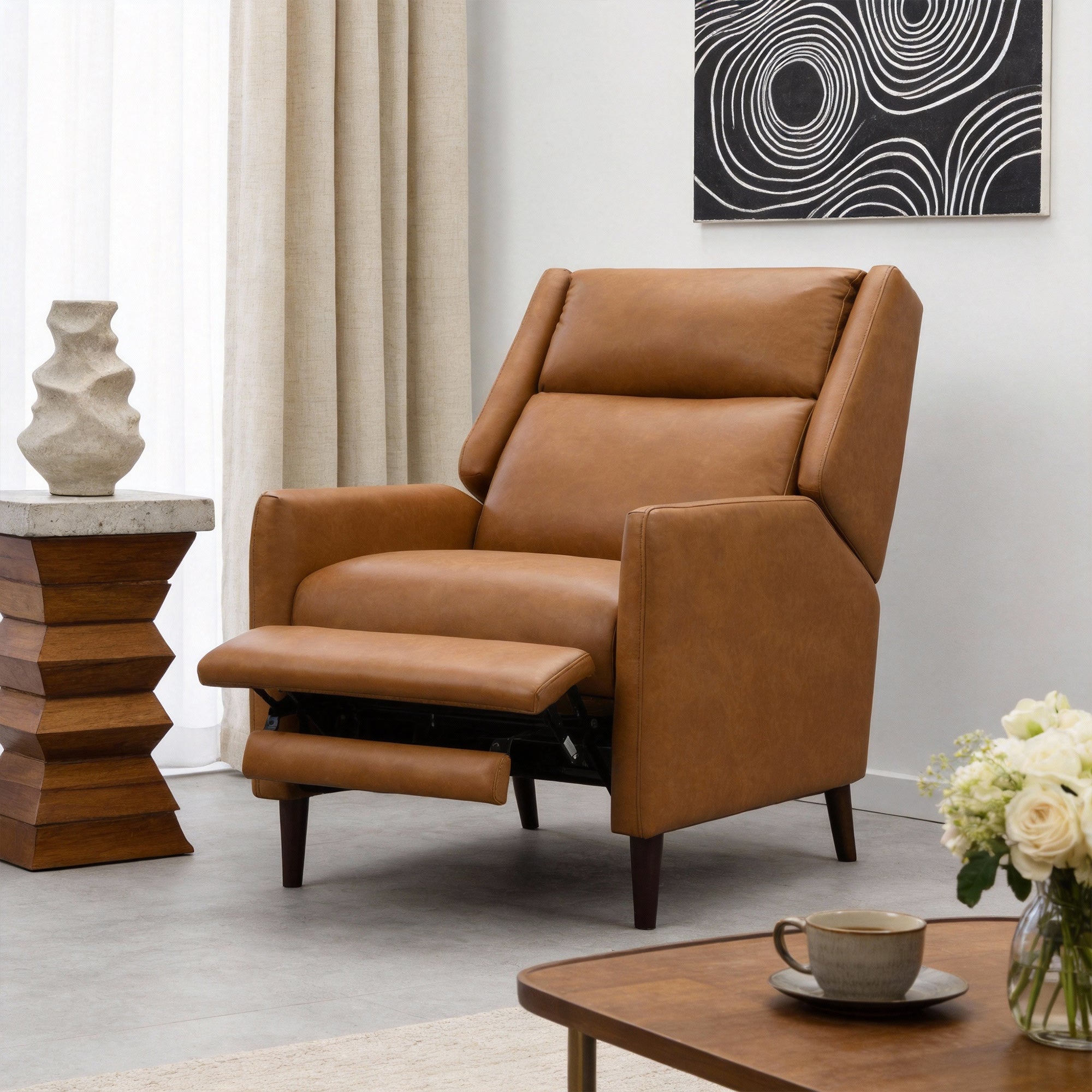 Psyche 30 Inch Modern Pushback Recliner with High Back