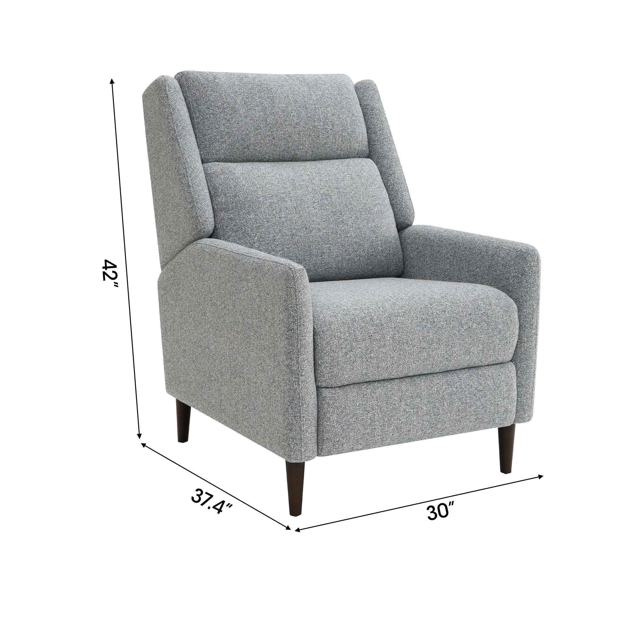 Psyche 30 Inch Modern Pushback Recliner with High Back