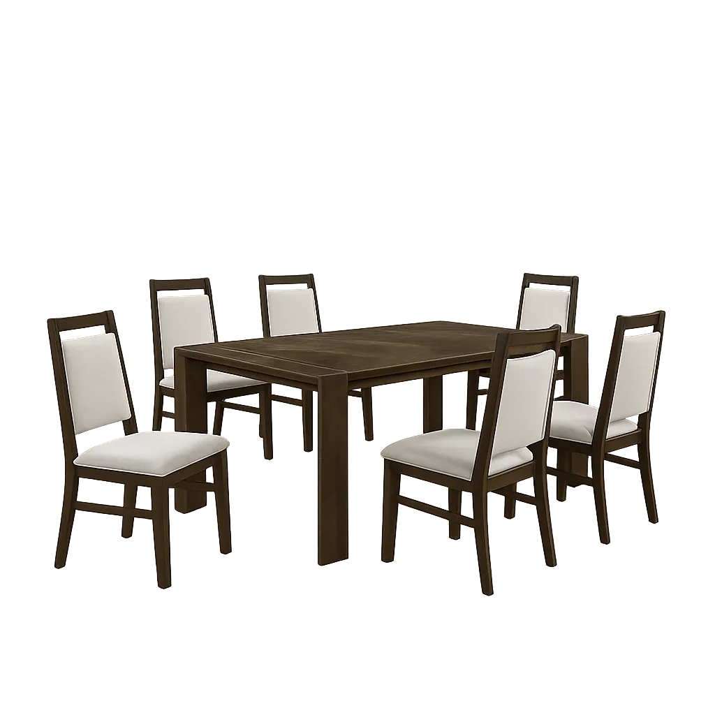 Coppet 71" Dark Walnut Rectangle Dining Table with Side Chairs