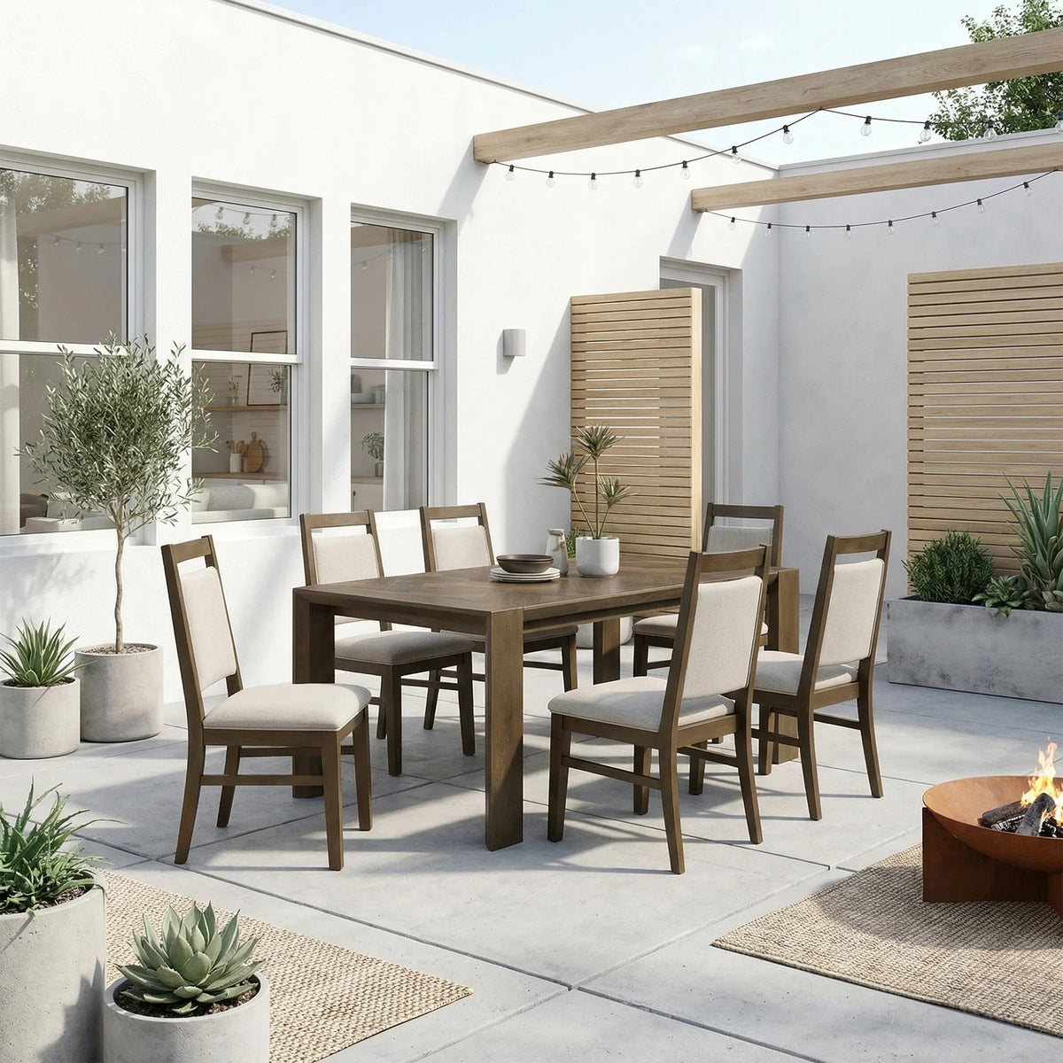 Coppet 71" Dark Walnut Rectangle Dining Table with Side Chairs