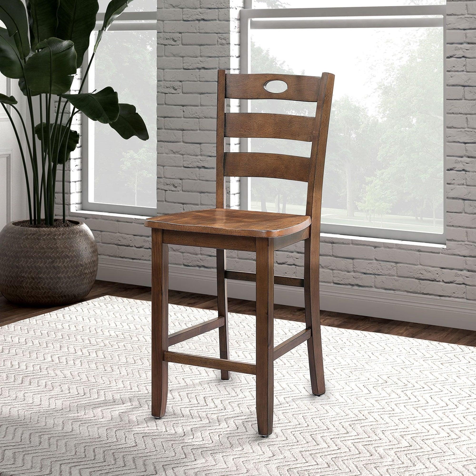 Juego de mesa de 5 piezas de madera maciza de caucho y chapa de madera de 36" de alto.