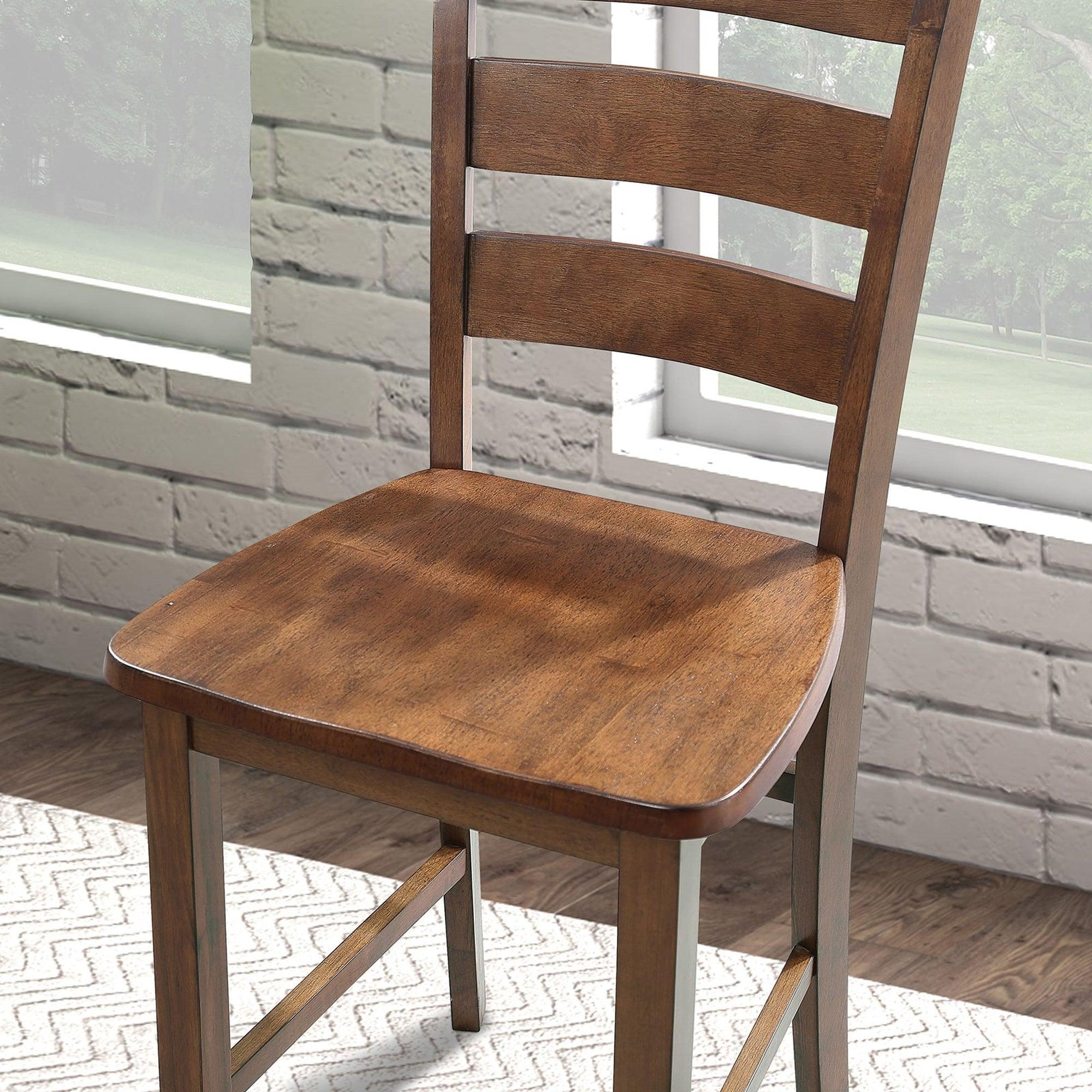 Juego de mesa de 5 piezas de madera maciza de caucho y chapa de madera de 36" de alto.