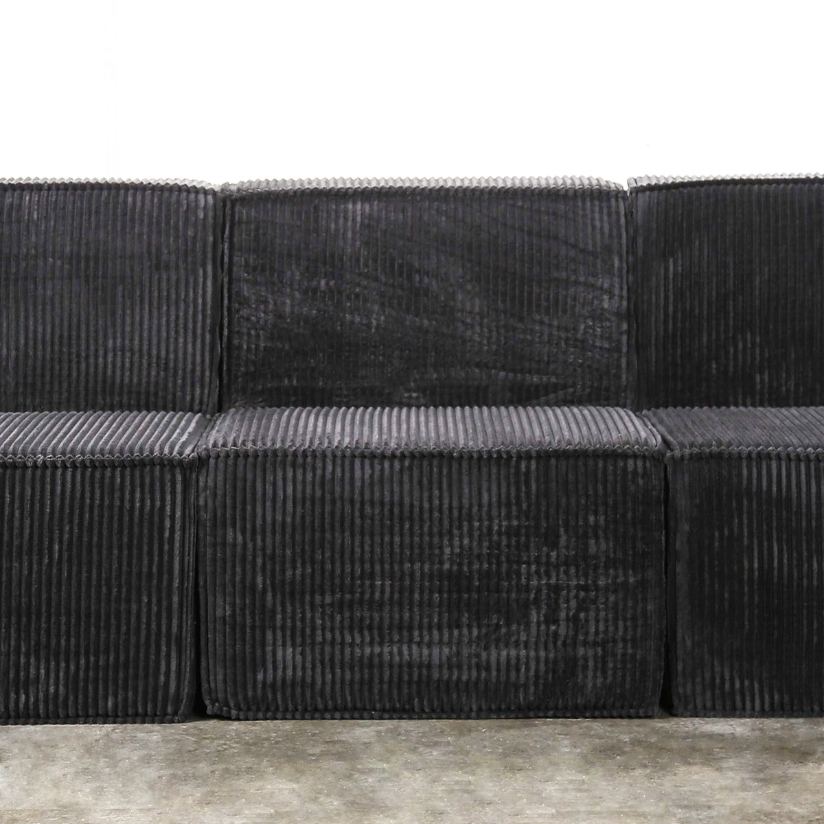 Black Corduroy Modular Compressed Sofa & Loveseat with Track Arms