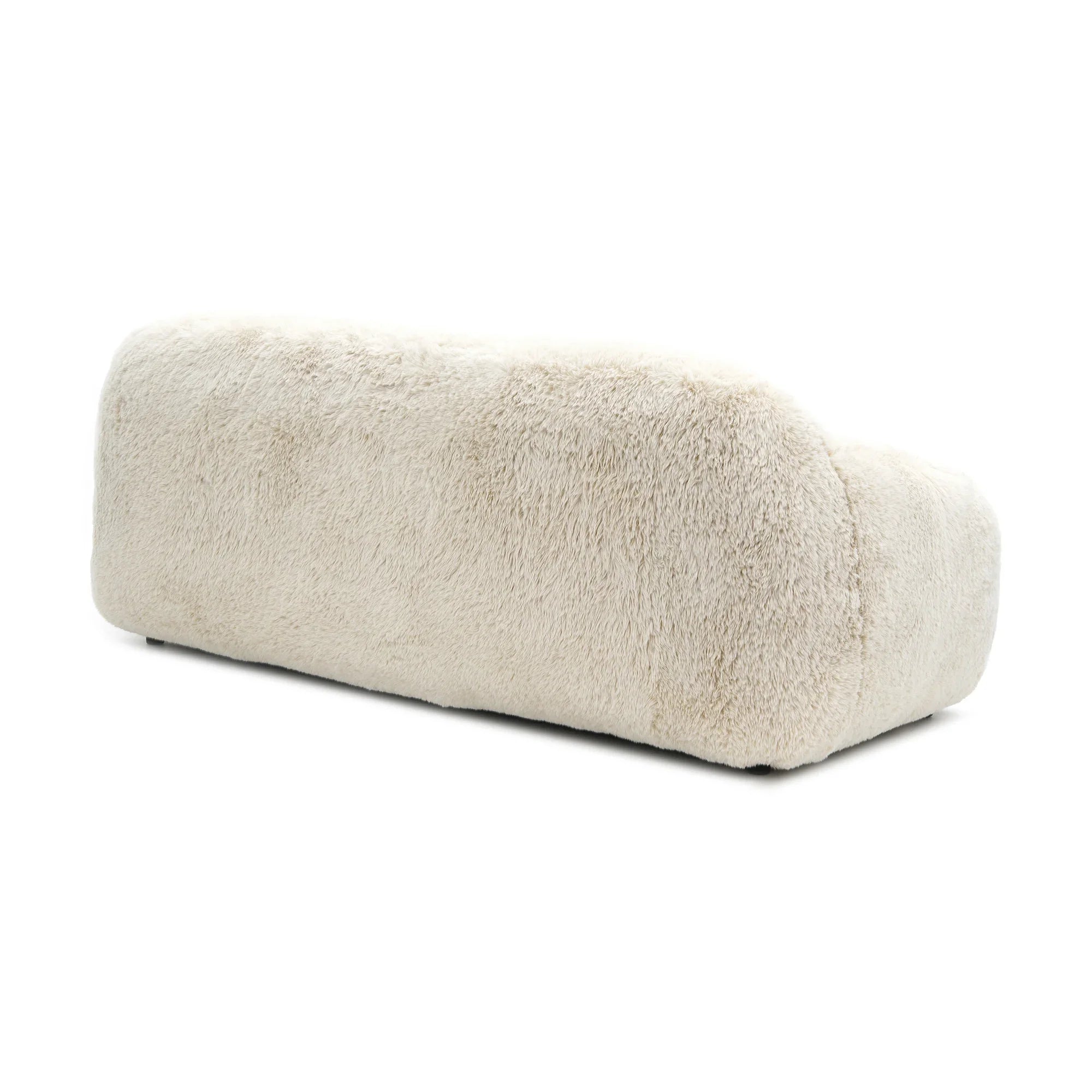 84 Inch Darwen Modern Faux Fur Sofa with Ball Pillow for Living Room