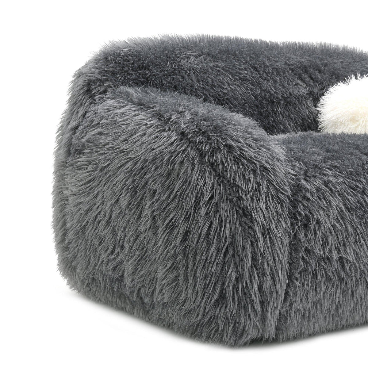 66 Inch Darwen Modern Faux Fur Loveseat with Ball Pillow