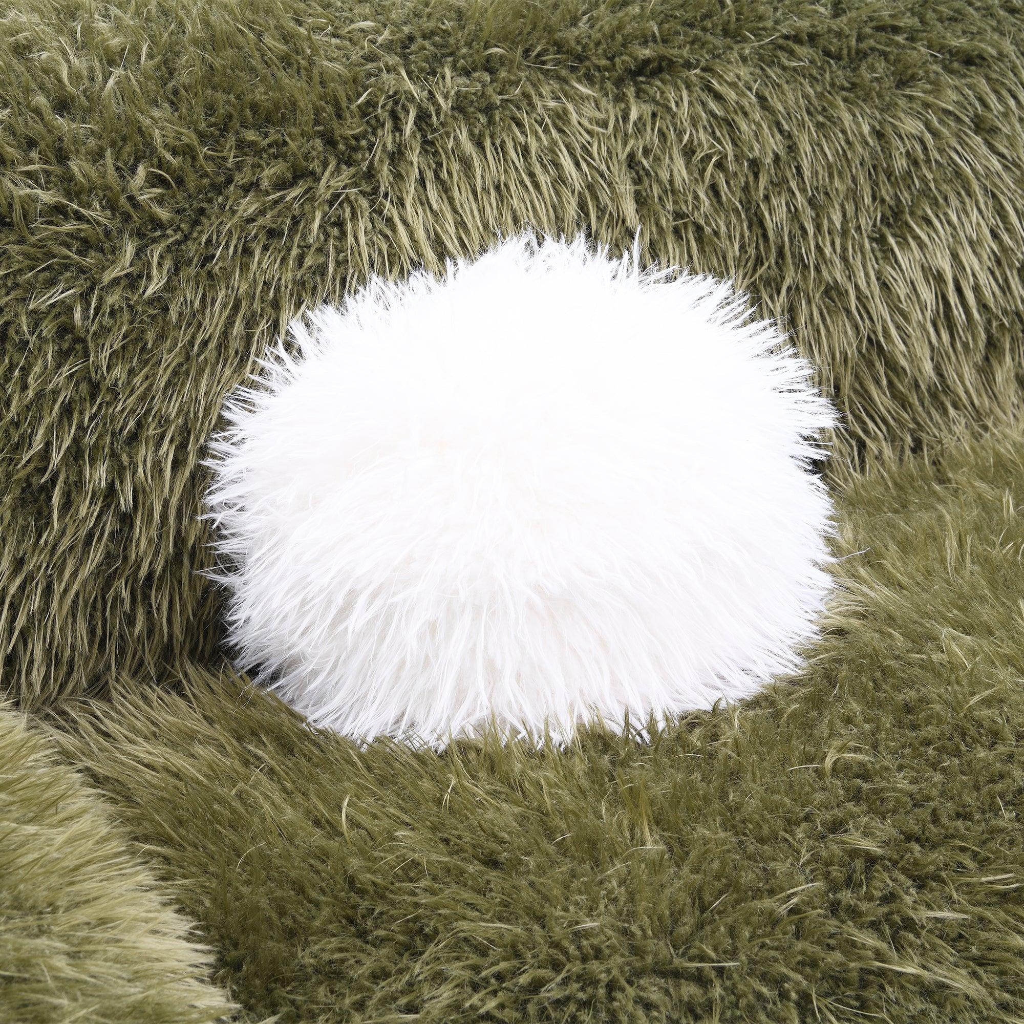 84 Inch Darwen Modern Faux Fur Sofa with Ball Pillow for Living Room