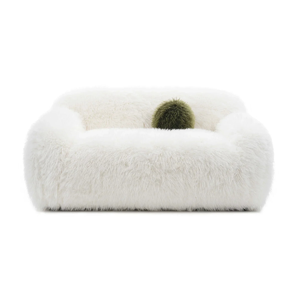 66 Inch Darwen Modern Faux Fur Loveseat with Ball Pillow
