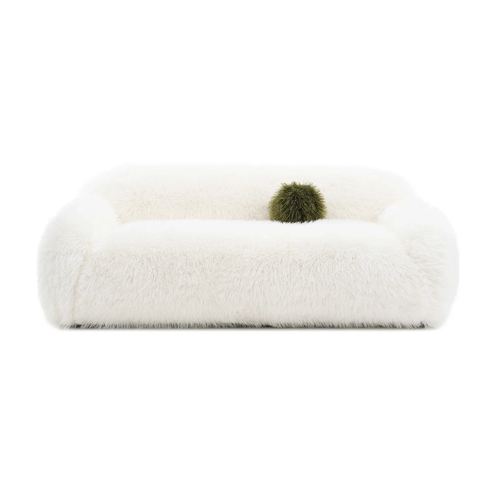 84 Inch Darwen Modern Faux Fur Sofa with Ball Pillow for Living Room