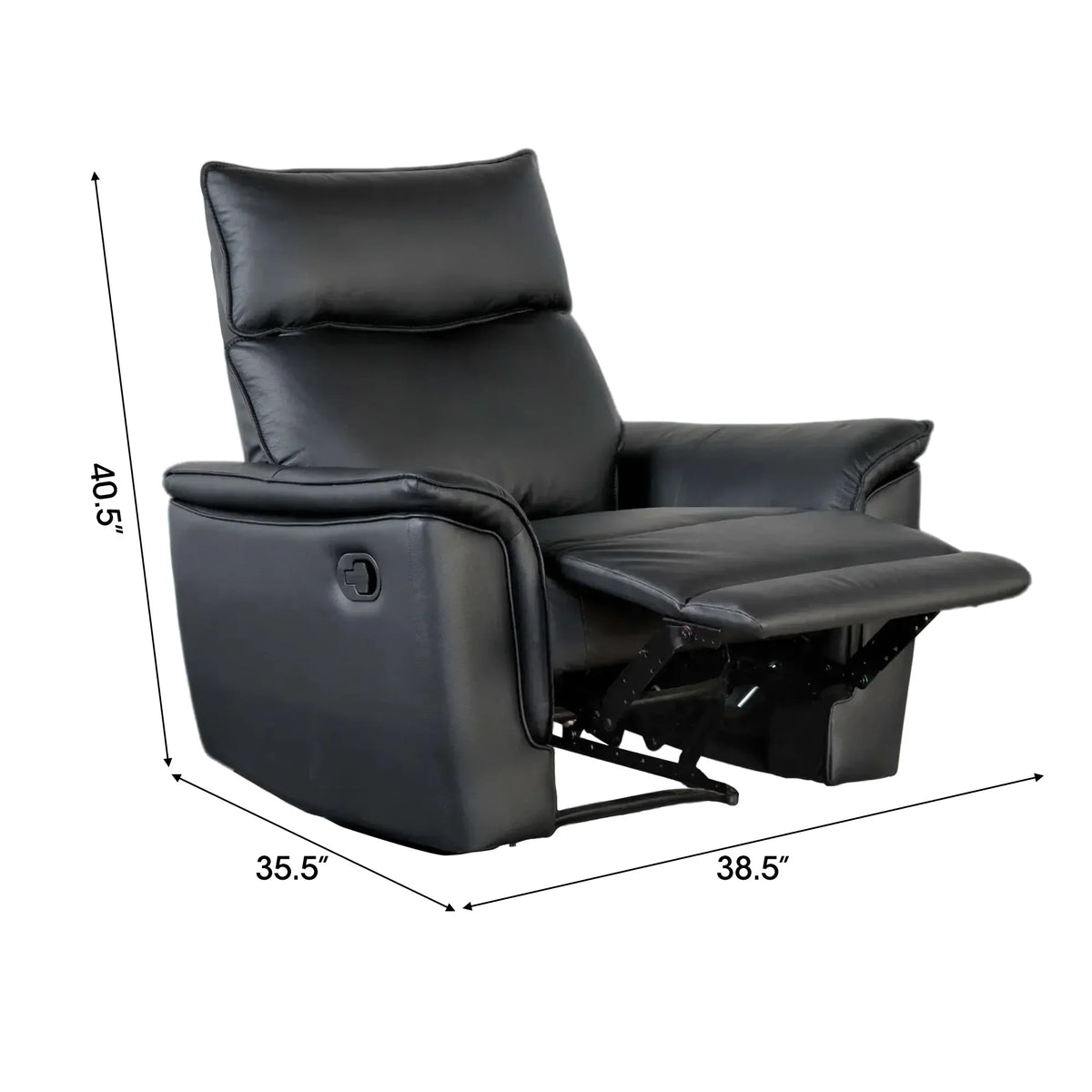 Bienne 38.5 Inch Leather Match Manual Recliner Chair