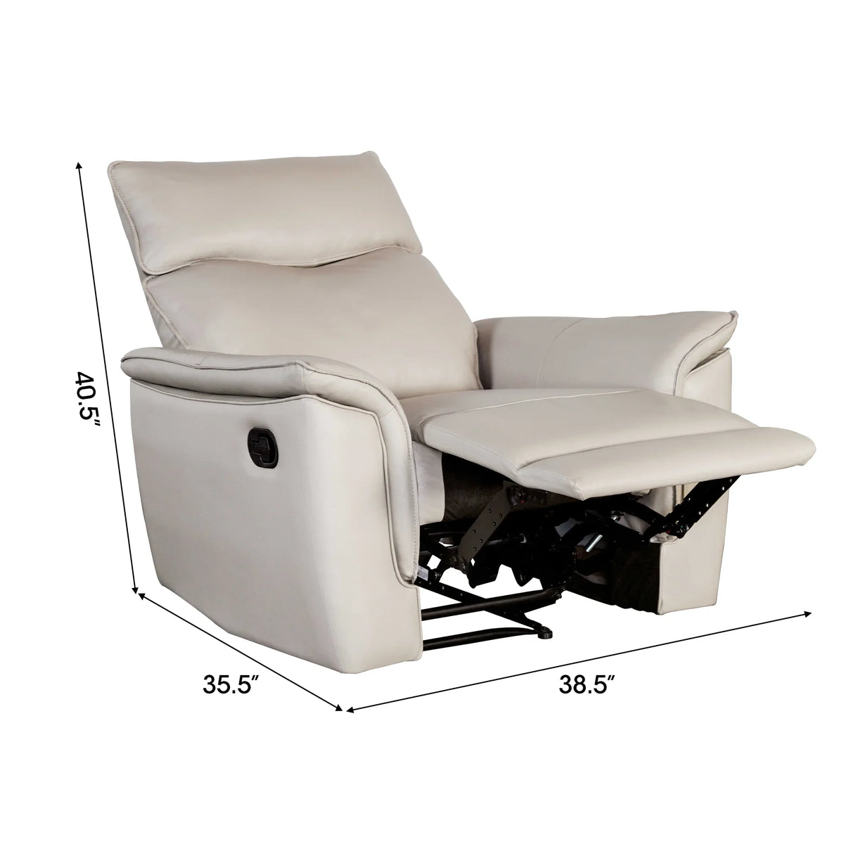 Bienne 38.5 Inch Leather Match Manual Recliner Chair