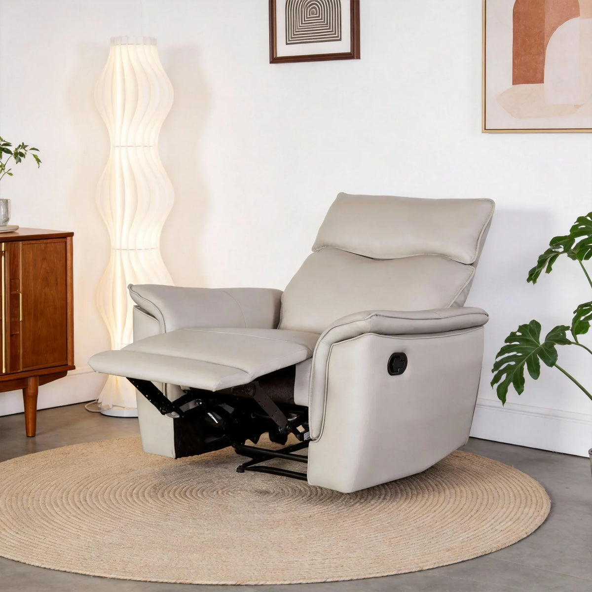 Bienne 38.5 Inch Leather Match Manual Recliner Chair