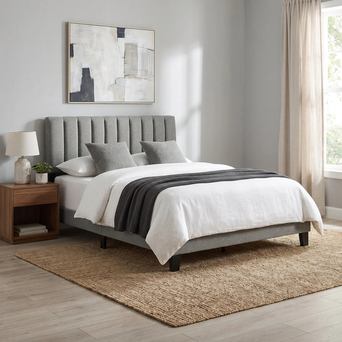 Altimari E.King & Queen Channeled Headboard Frame Platform Bed