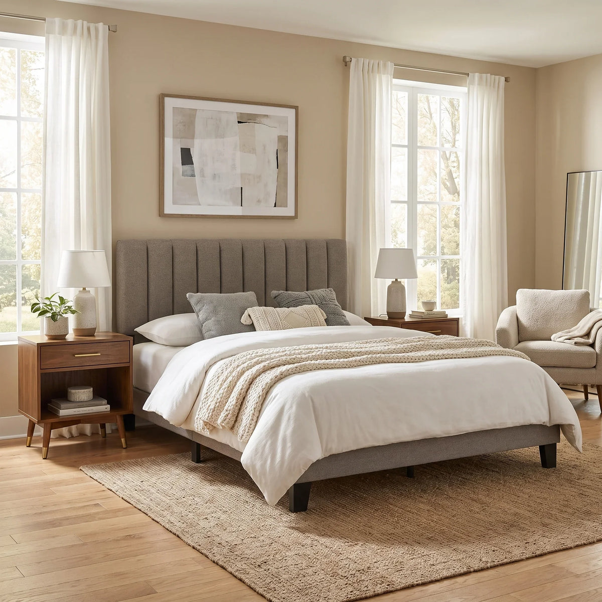 Altimari E.King & Queen Channeled Headboard Frame Platform Bed
