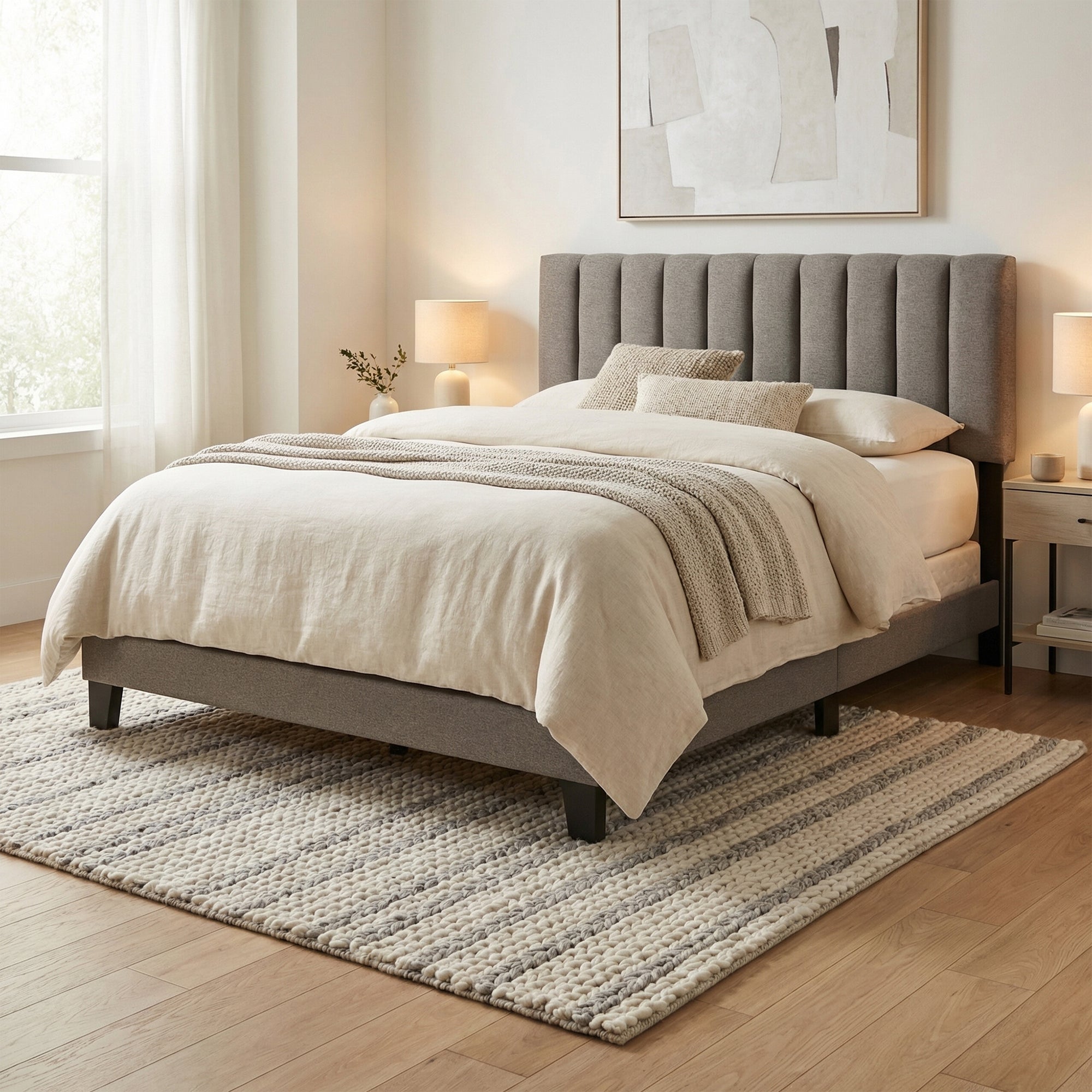 Altimari E.King & Queen Channeled Headboard Frame Platform Bed