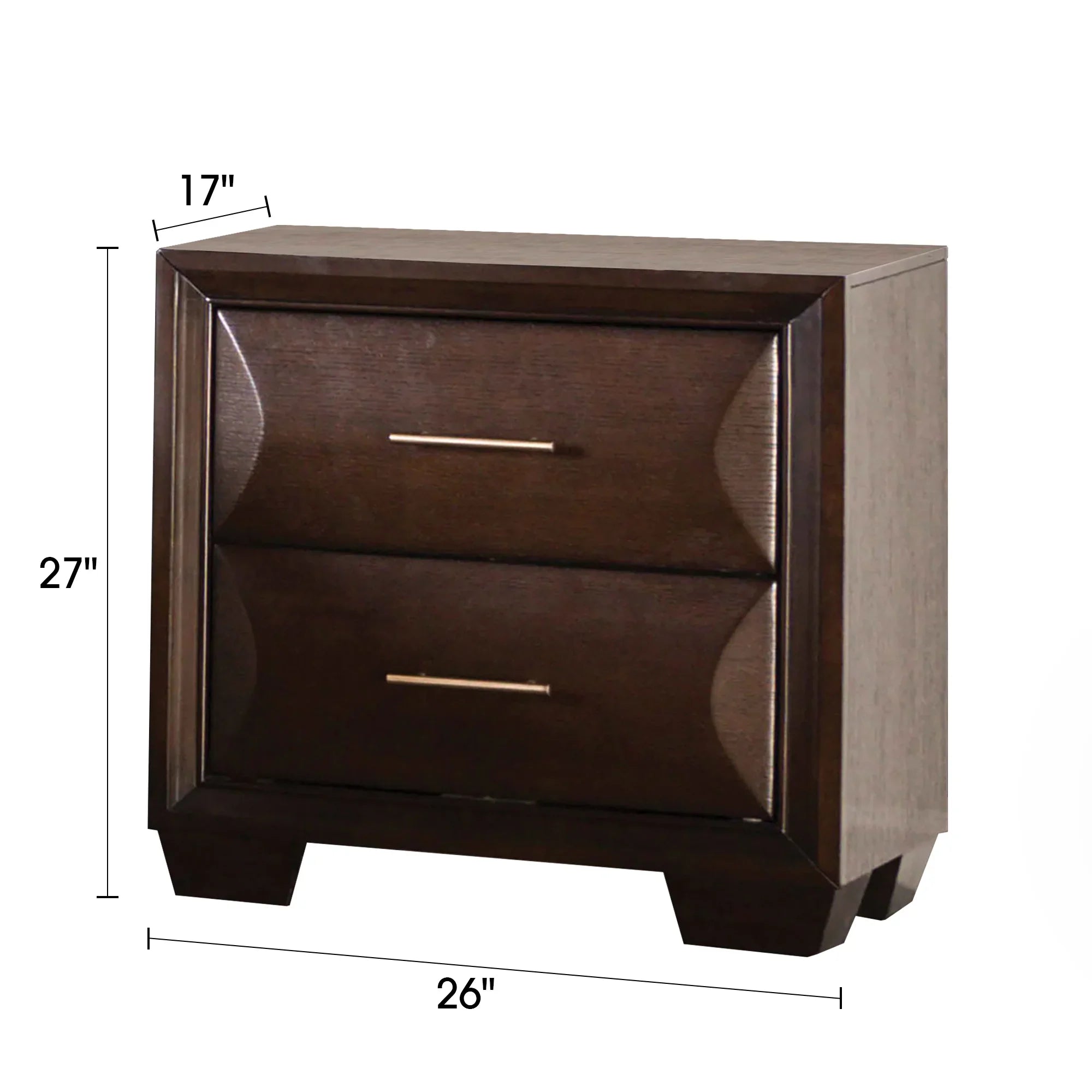 Hinwitz Transitional Solid Wood 2-Drawer Nightstand