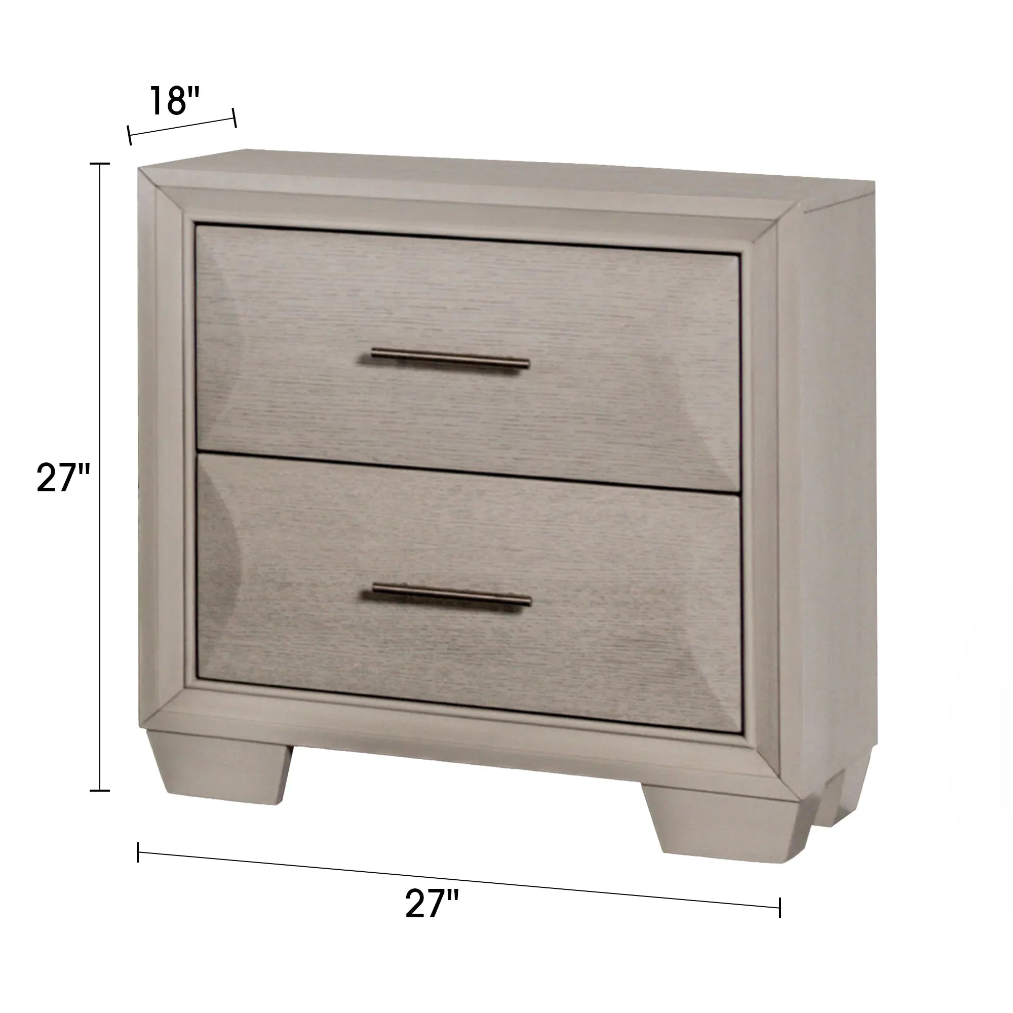 Hinwitz Transitional Solid Wood 2-Drawer Nightstand