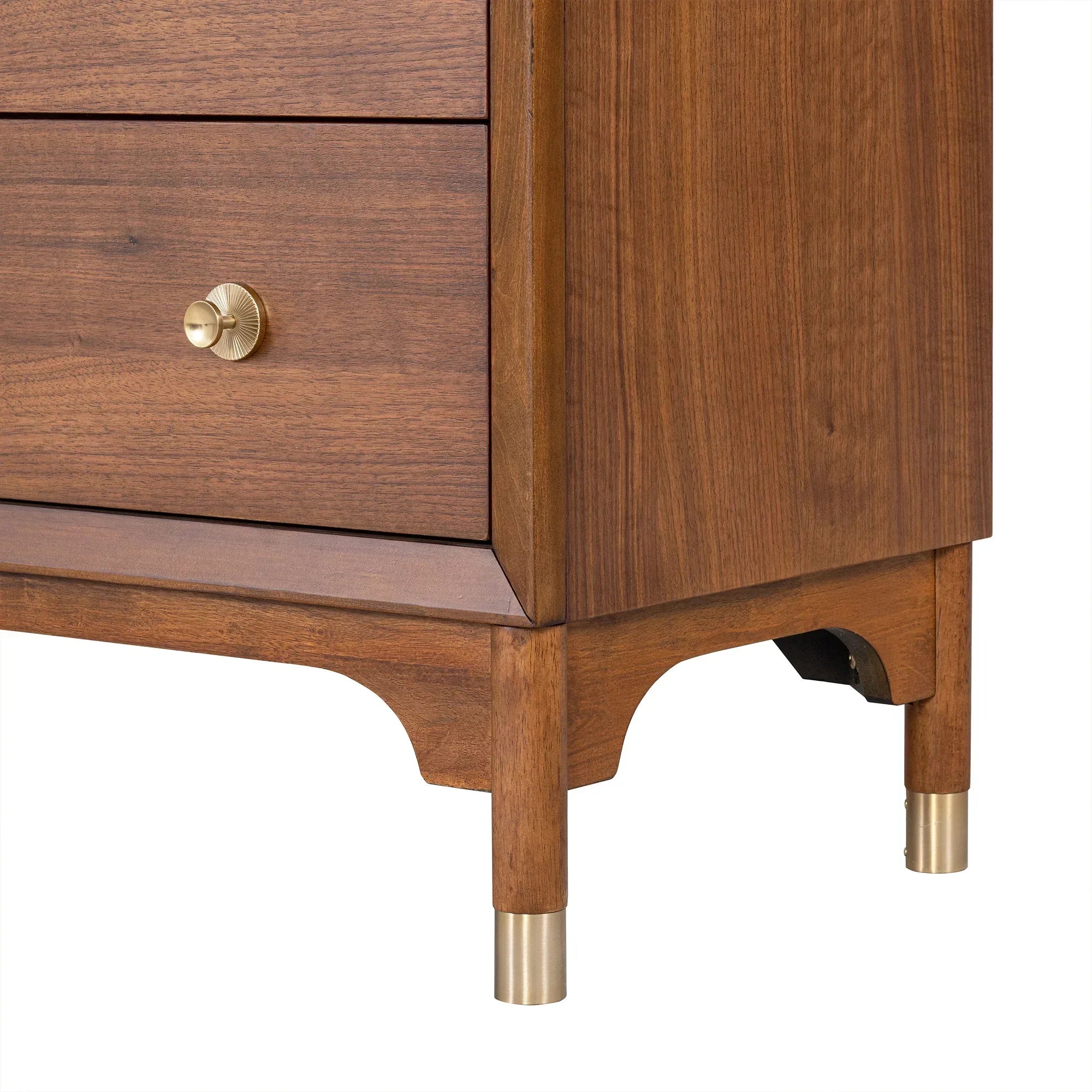 Hepburne Mid Century Walnut 1-Drawer 26 in. Nightstand with Touch Light