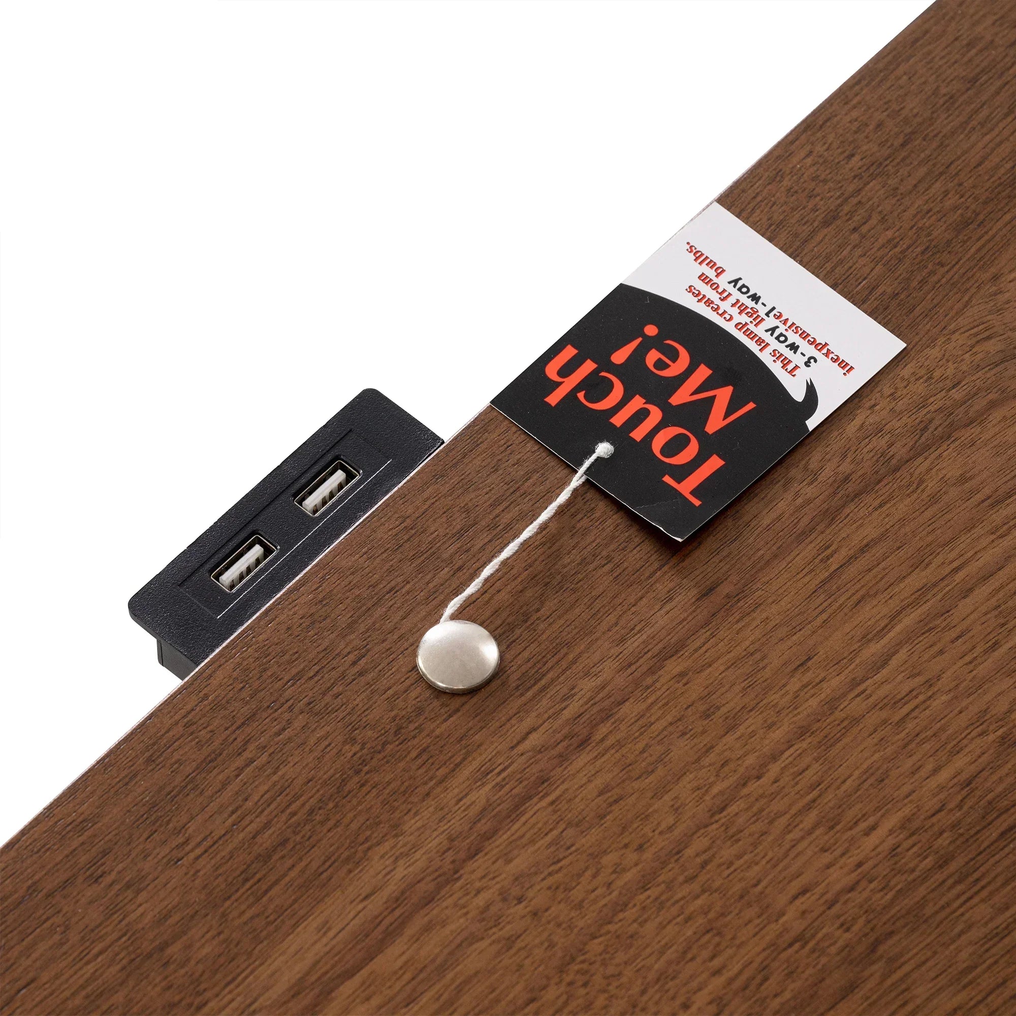 Hepburne Mid Century Walnut 1-Drawer 26 in. Nightstand with Touch Light