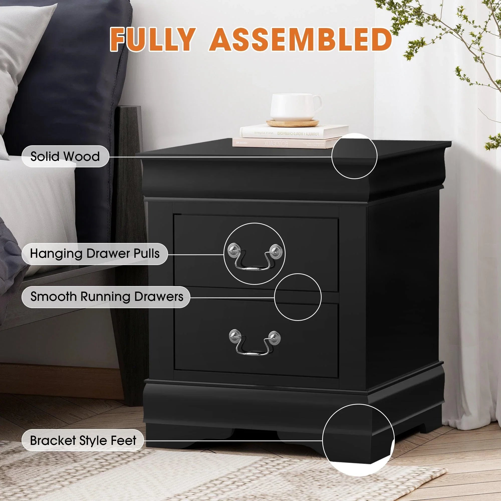 Mesita de noche Louis Philippe de Furniture of America