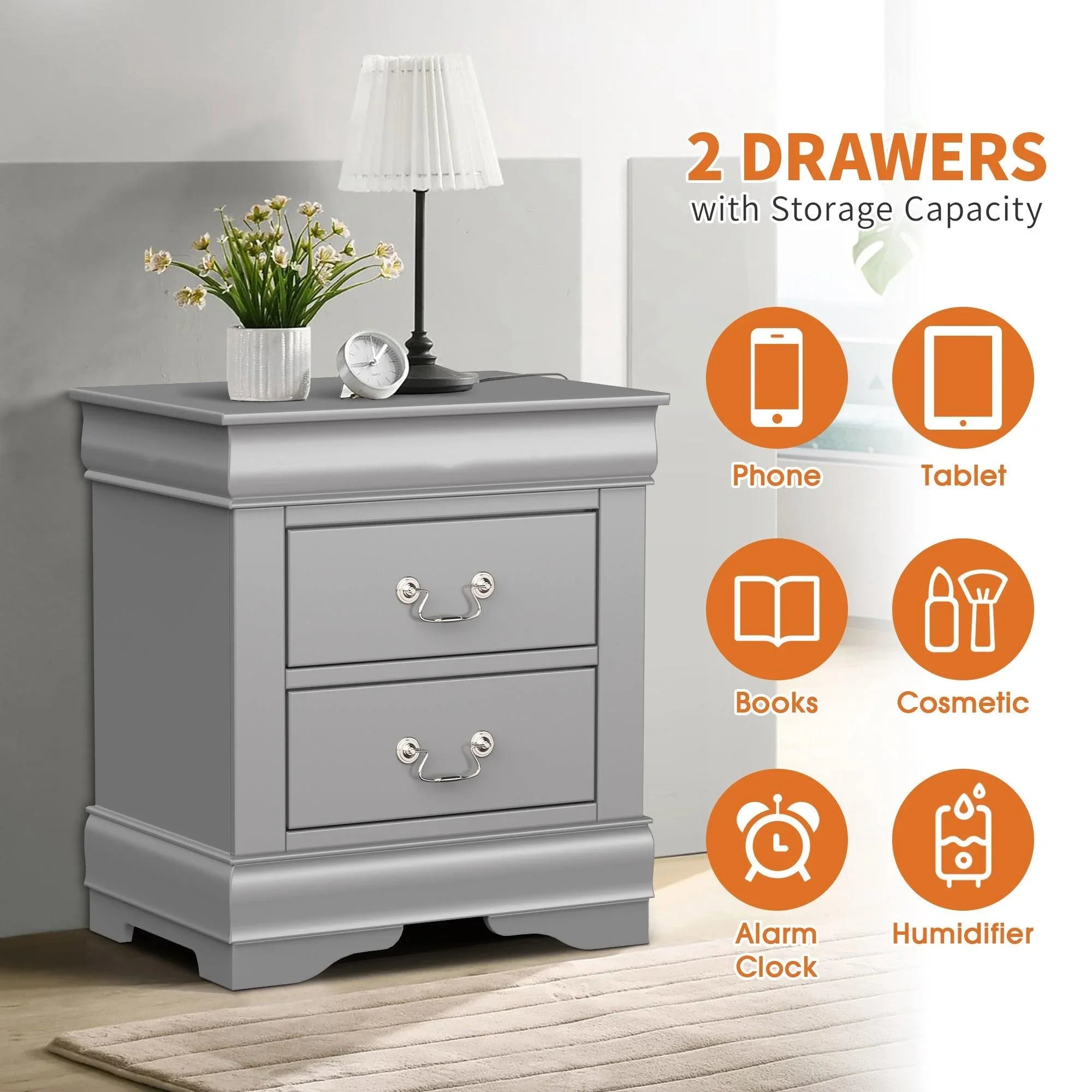 Mesita de noche Louis Philippe de Furniture of America