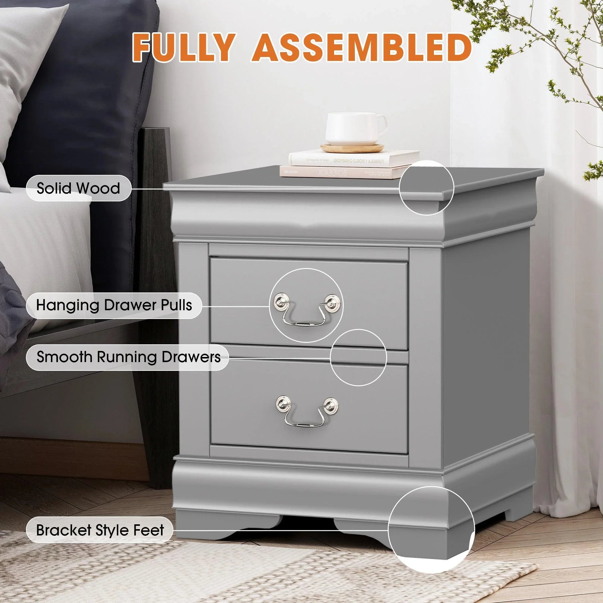 Mesita de noche Louis Philippe de Furniture of America