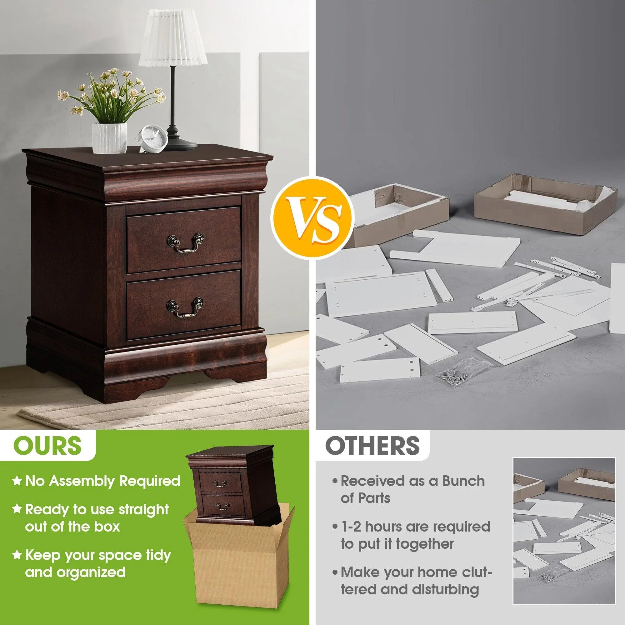 Mesita de noche Louis Philippe de Furniture of America