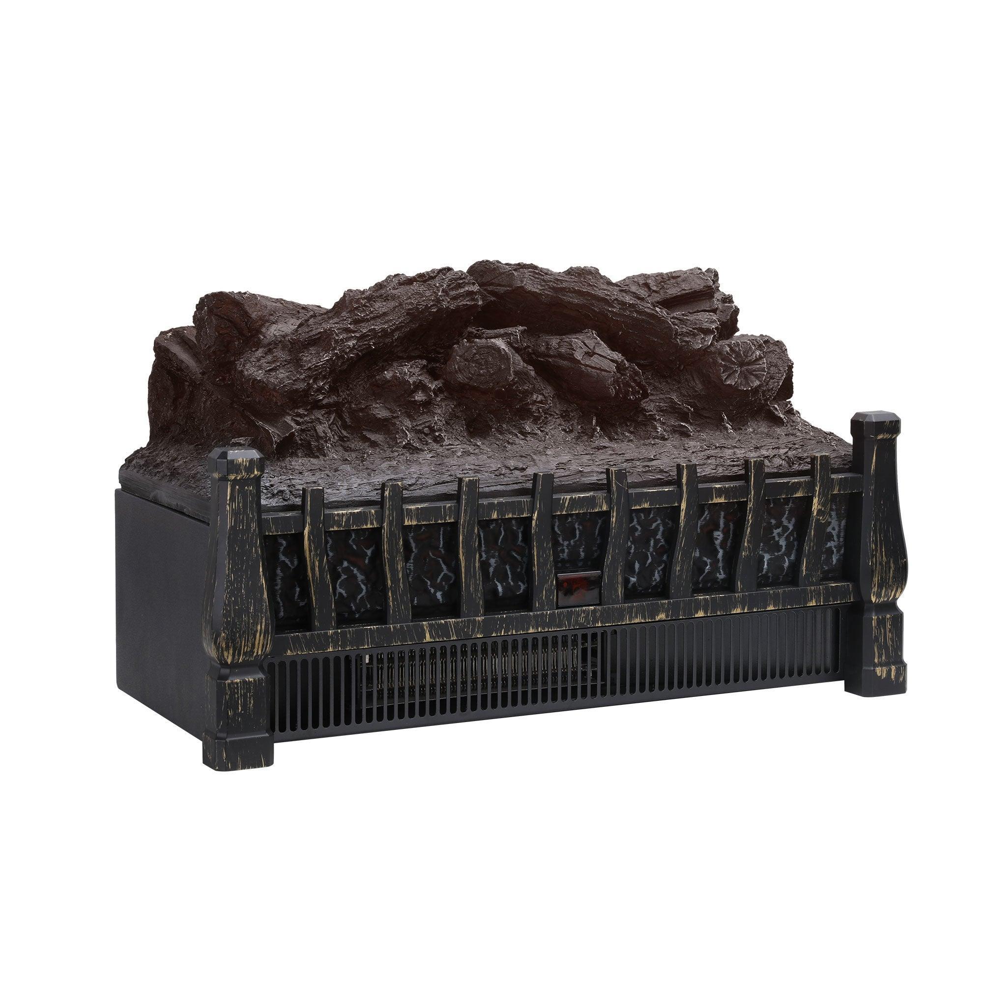 Chimenea eléctrica negra de una sola configuración de calor con llama y control remoto