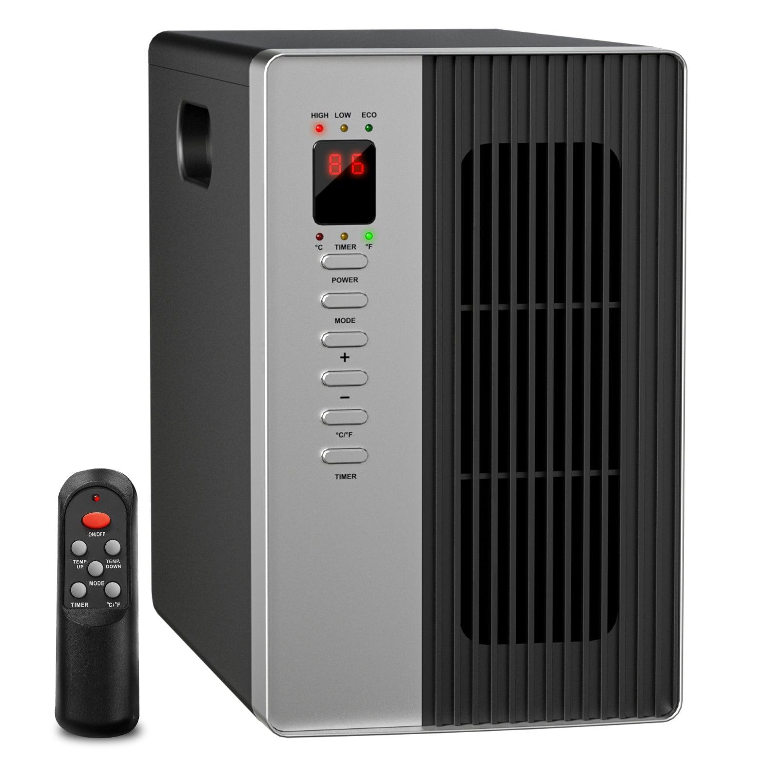 Calentador eléctrico de ambiente de cuarzo infrarrojo de 1500 W con termostato, pantalla LED y control remoto.