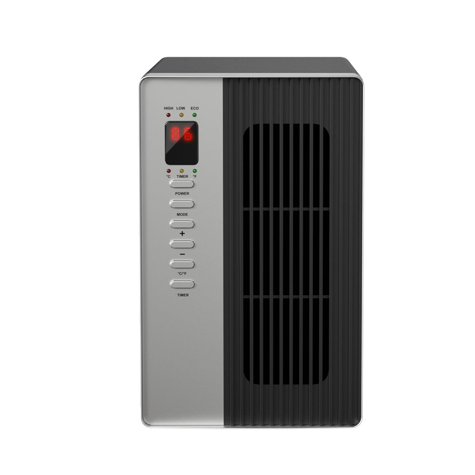 Calentador eléctrico de ambiente de cuarzo infrarrojo de 1500 W con termostato, pantalla LED y control remoto.