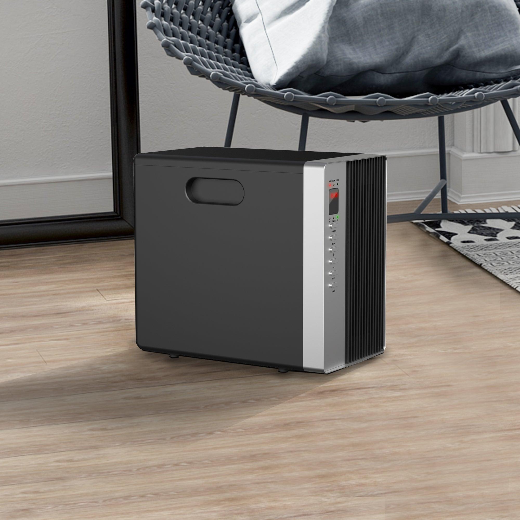 Calentador eléctrico de ambiente de cuarzo infrarrojo de 1500 W con termostato, pantalla LED y control remoto.
