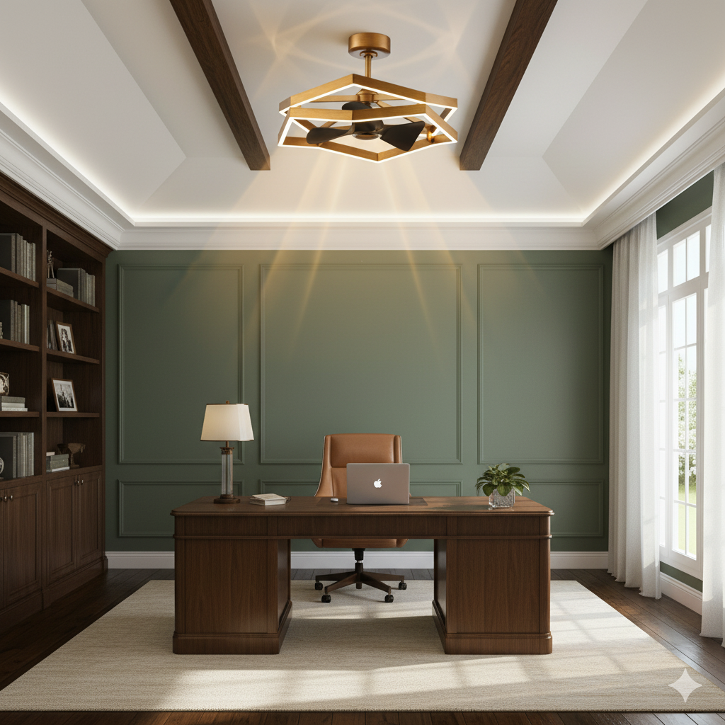 31 Inch Willie Antique Golden Luxury Fandelier with Light and Remote Control