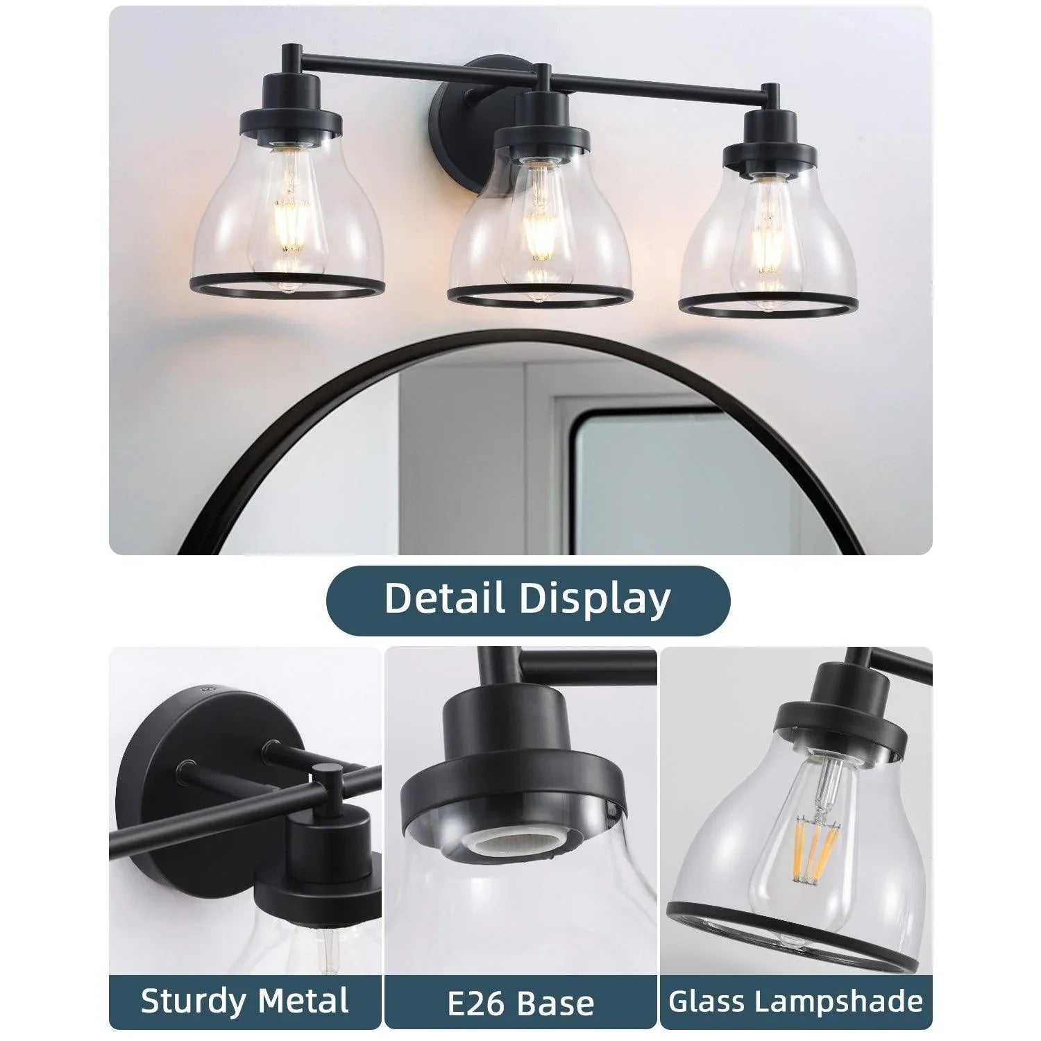 Lámpara de tocador de baño moderna Hermosa de 3 luces