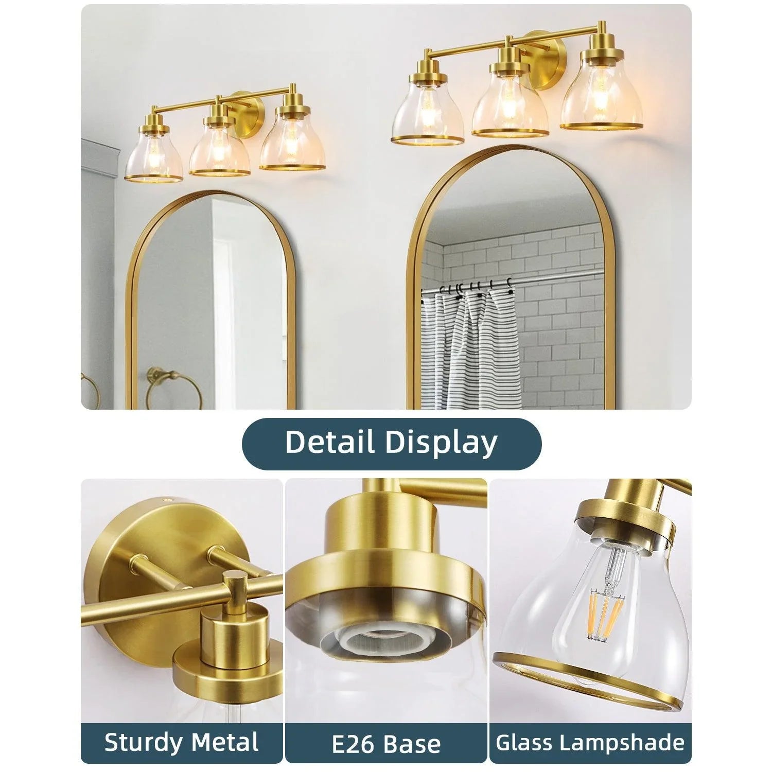 Lámpara de tocador de baño moderna Hermosa de 3 luces