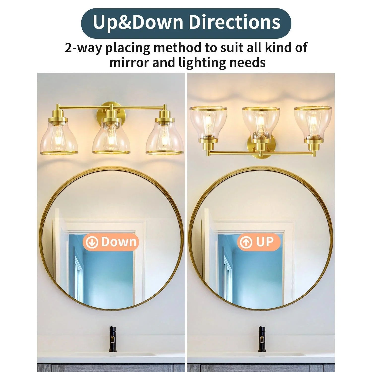 Lámpara de tocador de baño moderna Hermosa de 3 luces