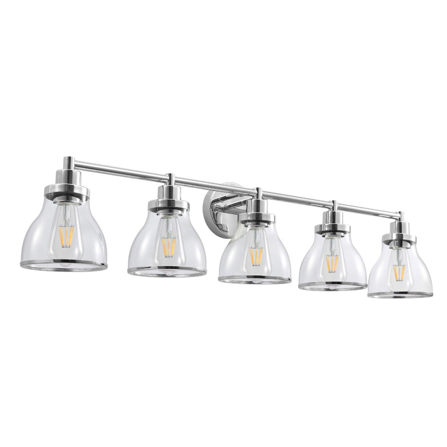 Hermosa Modern Polished Nickel & Black 5-Light Bathroom Vanity Light