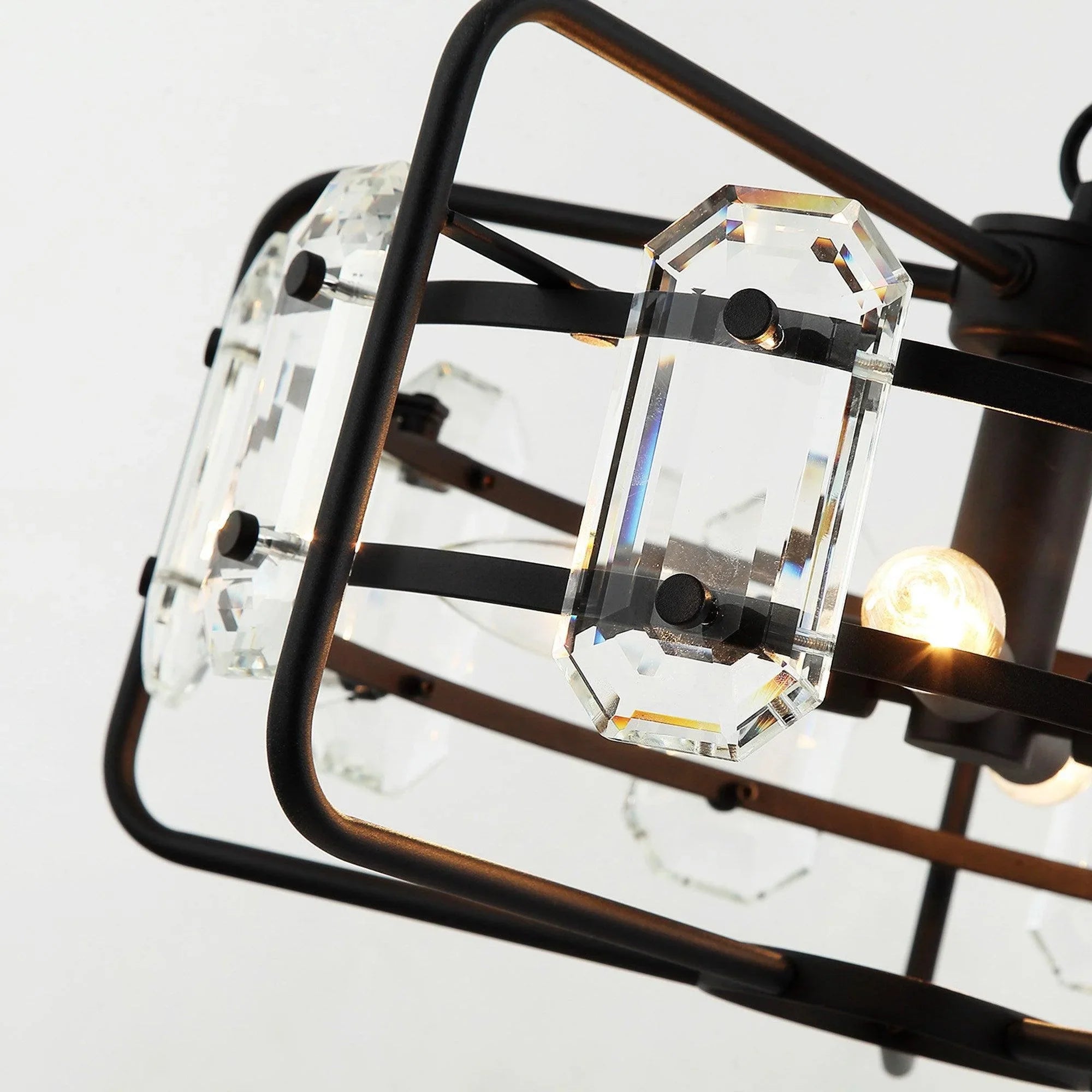 Lámpara colgante moderna de cristal dorado o negro de 4 luces
