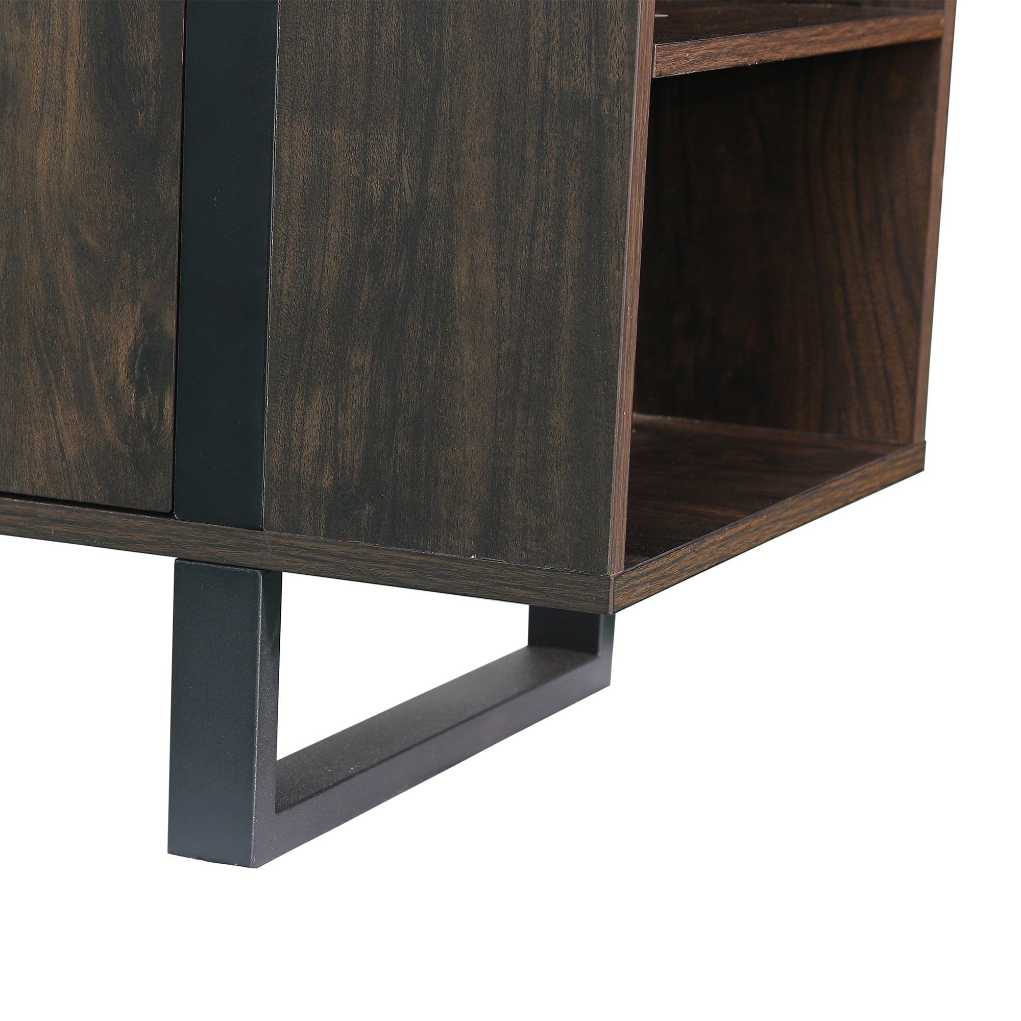 72 Inch Both Sides Open Shelves TV Stand with 36 Inch Electric Fireplace for Living Room