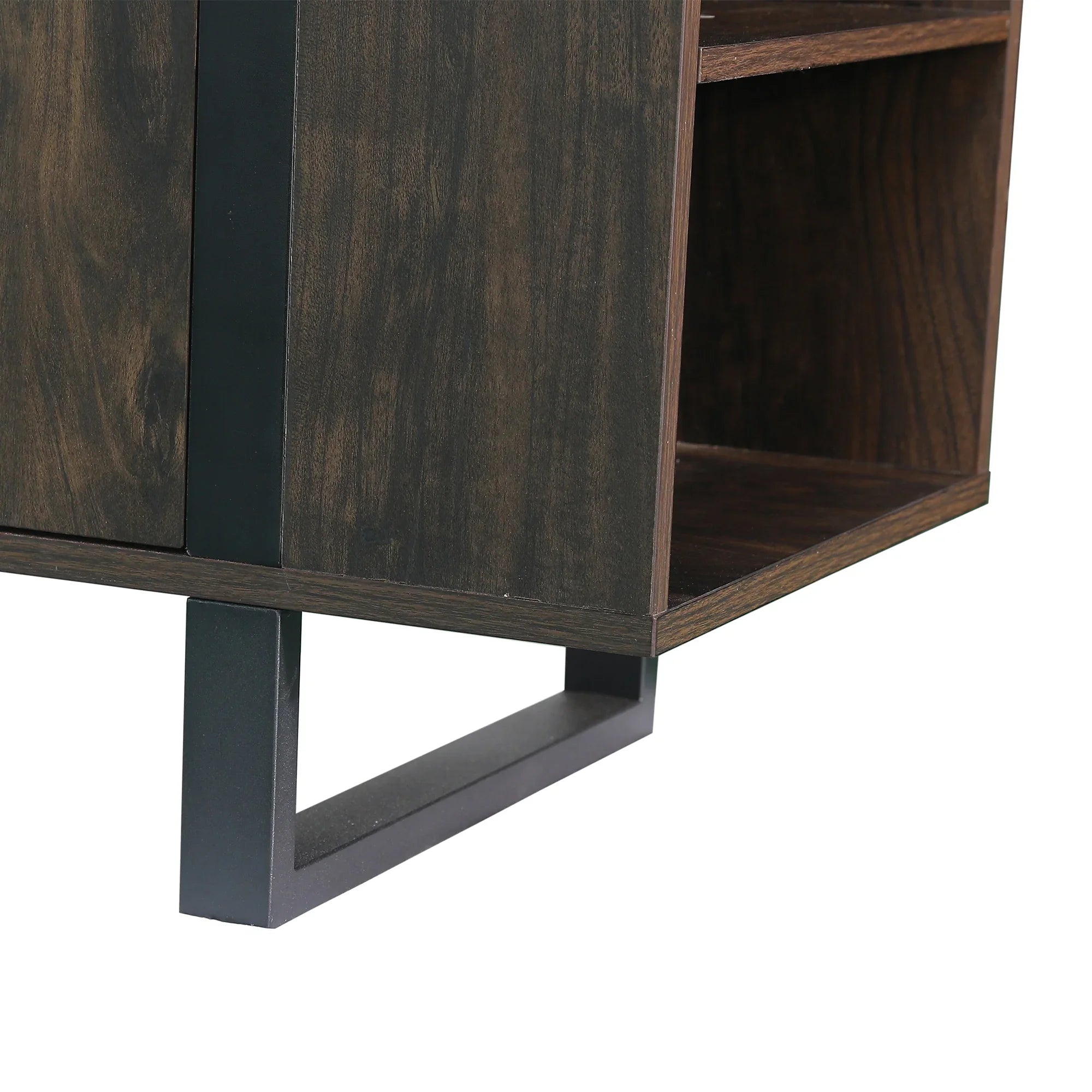 72 Inch Both Sides Open Shelves TV Stand with 36 Inch Electric Fireplace for Living Room