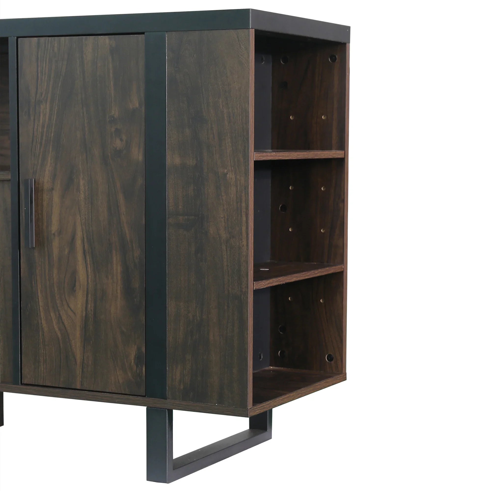 72 Inch Both Sides Open Shelves TV Stand with 36 Inch Electric Fireplace for Living Room