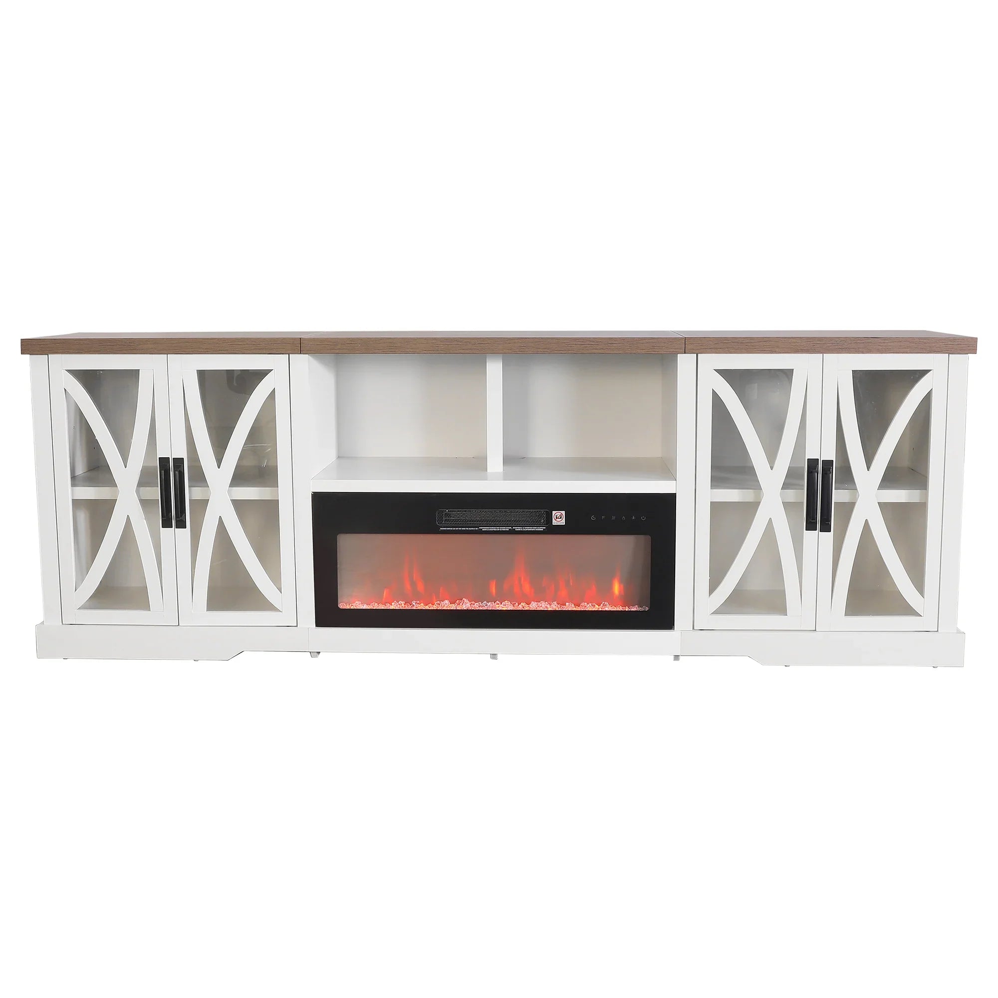 Mueble de TV rústico de 58" con chimenea eléctrica de 18" para sala de estar