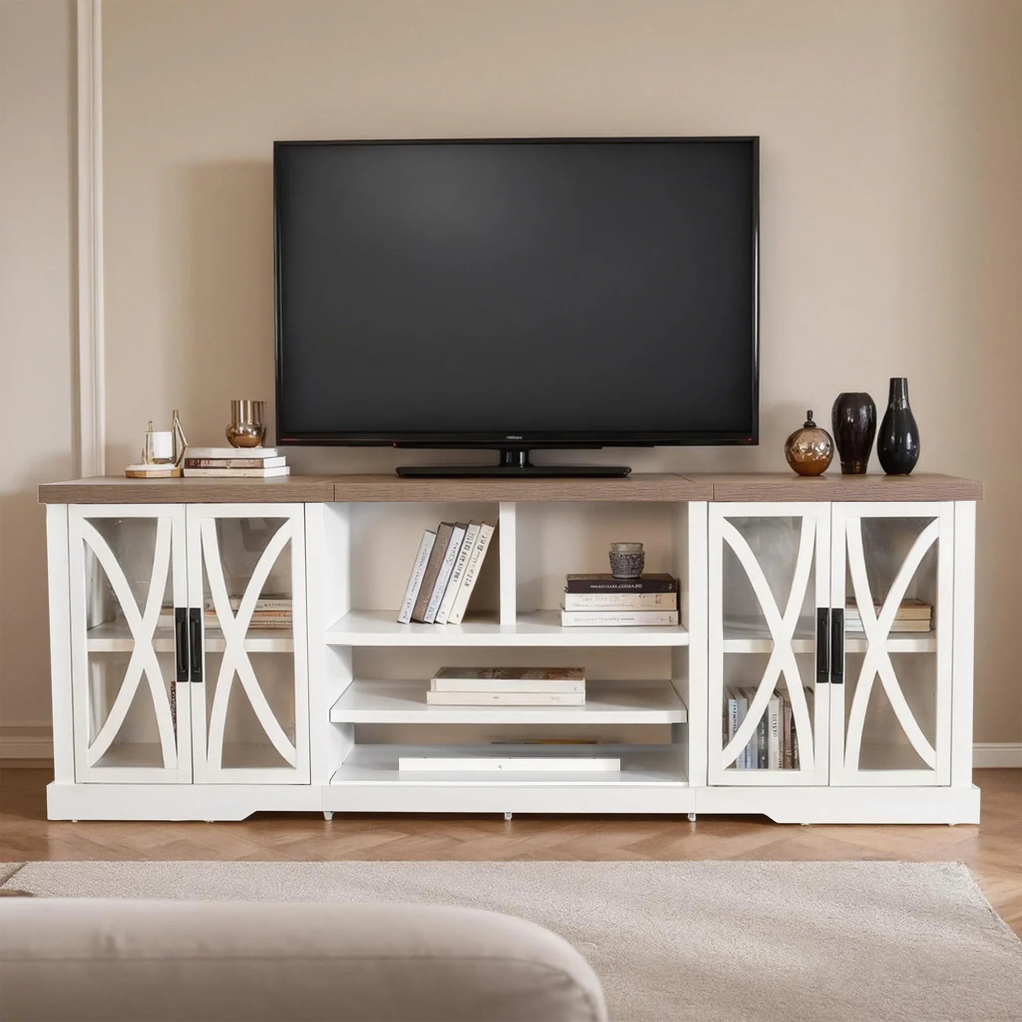 Mueble de TV rústico de 58" con chimenea eléctrica de 18" para sala de estar