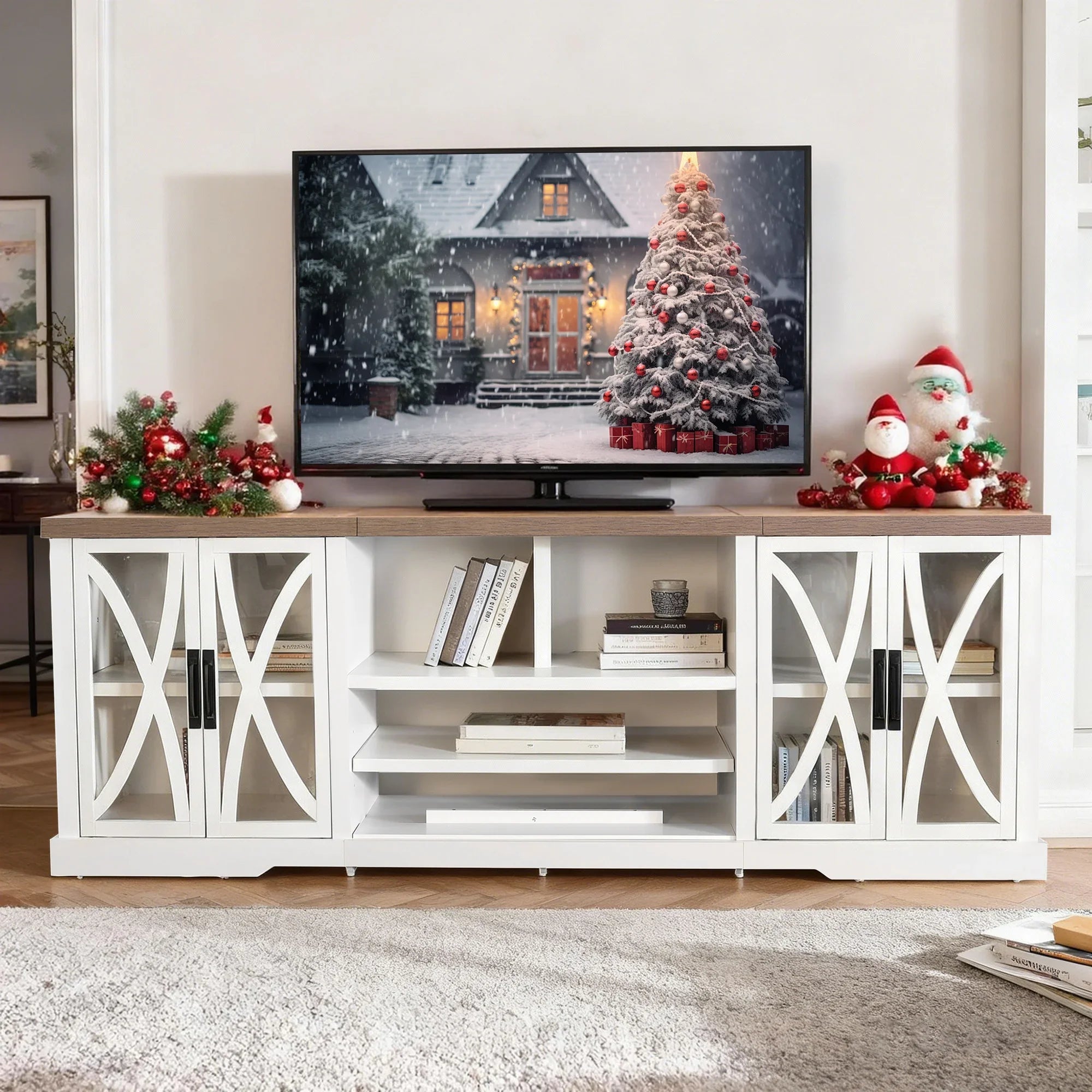 Mueble de TV rústico de 58" con chimenea eléctrica de 18" para sala de estar