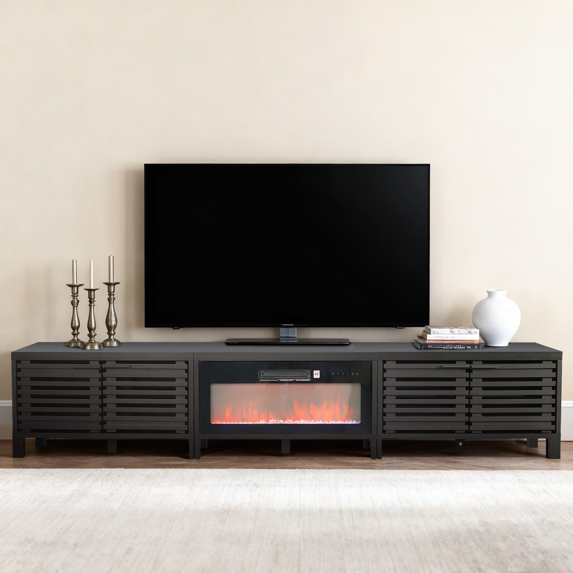 115 Inch Electric Fireplace TV Stand with 36 Inch Electric Fireplace For Living Room