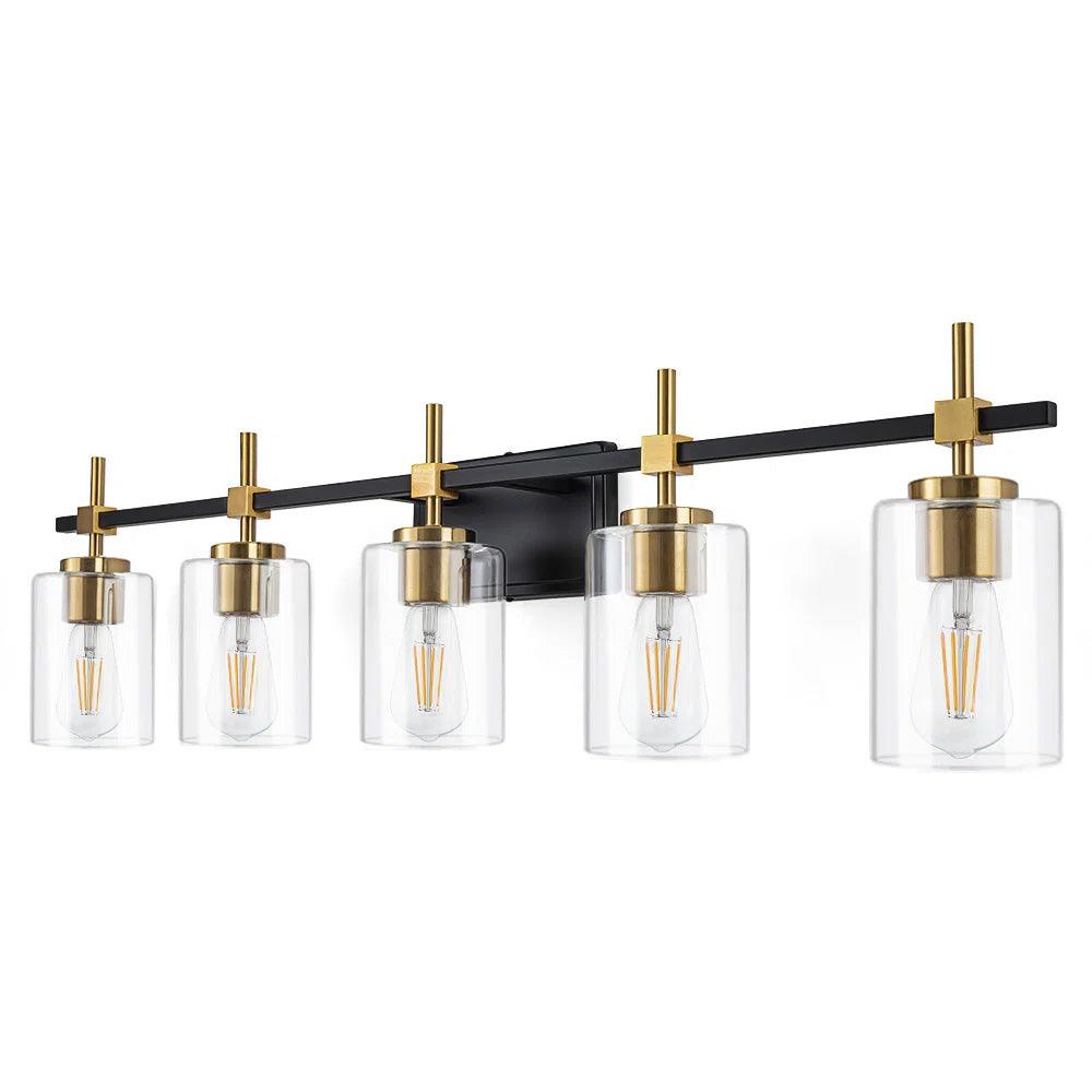 Jasper Modern Clear Glass 5-Light Bathroom Vanity Light