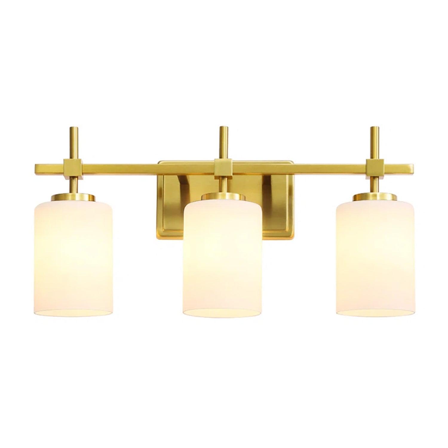 Jasper Gold Modern Frosted Glass 3-Light Bathroom Vanity Light