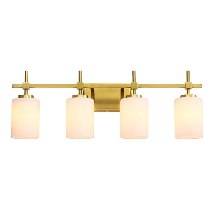 Jasper Gold Modern Frosted Glass 4-Light Bathroom Vanity Light