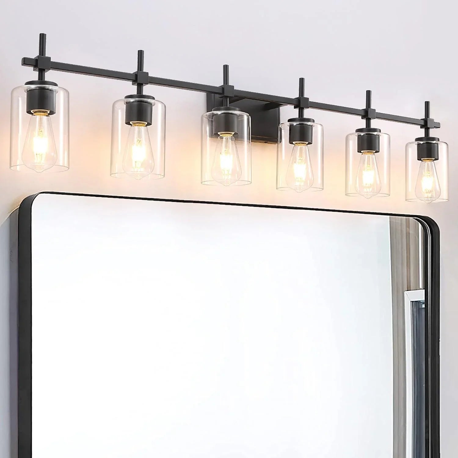 Jasper Modern Clear Glass 6-Light Bathroom Vanity Light