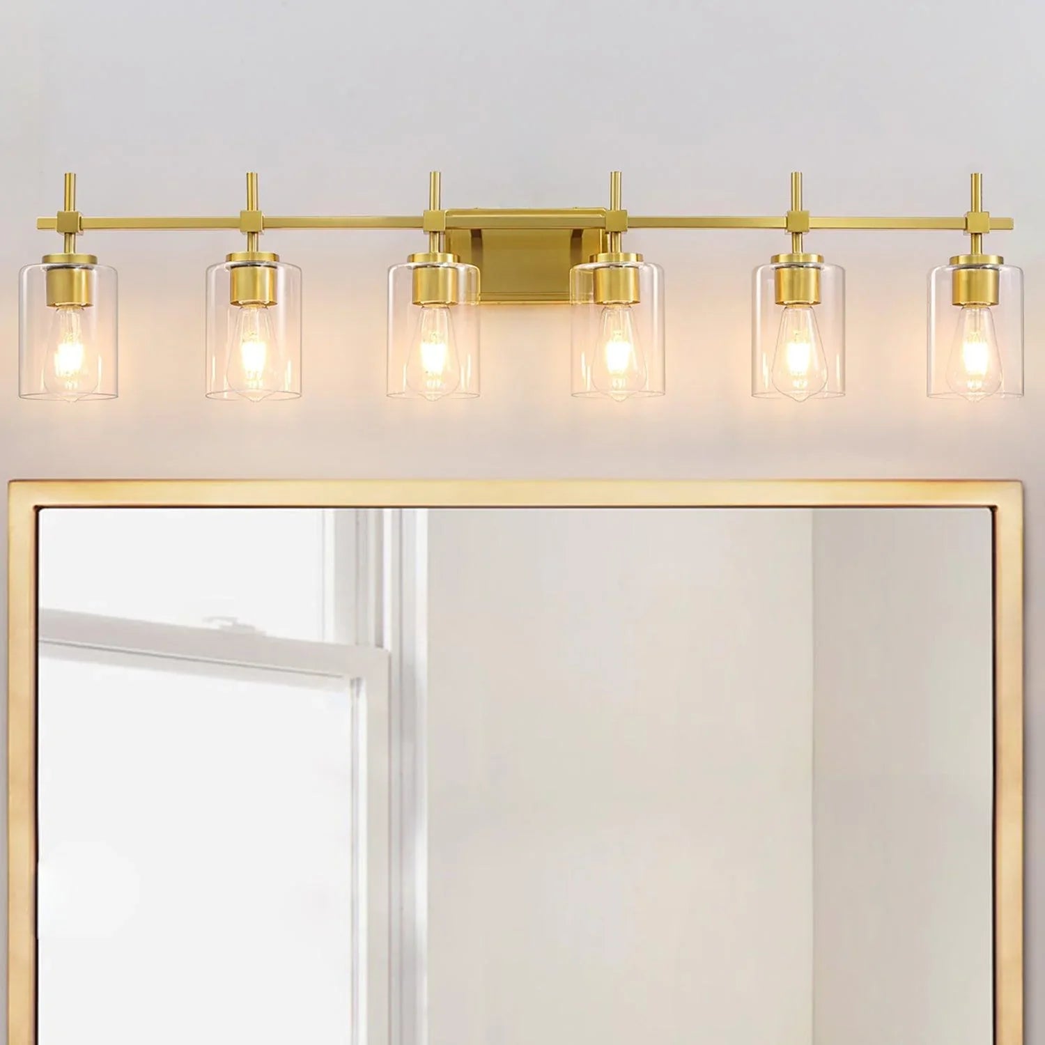 Jasper Modern Clear Glass 6-Light Bathroom Vanity Light